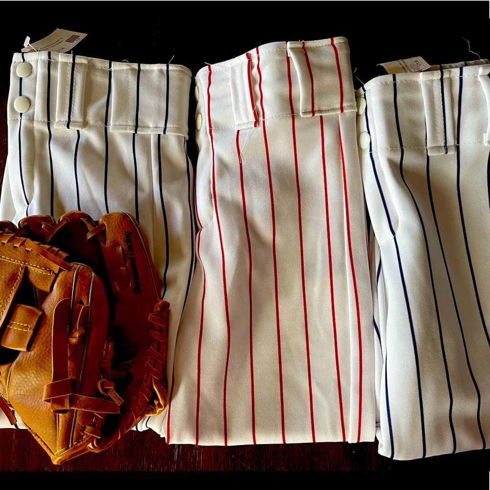 Boys Baseball Bundle. 3 pairs of baseball pants and a Franklin baseball glove.